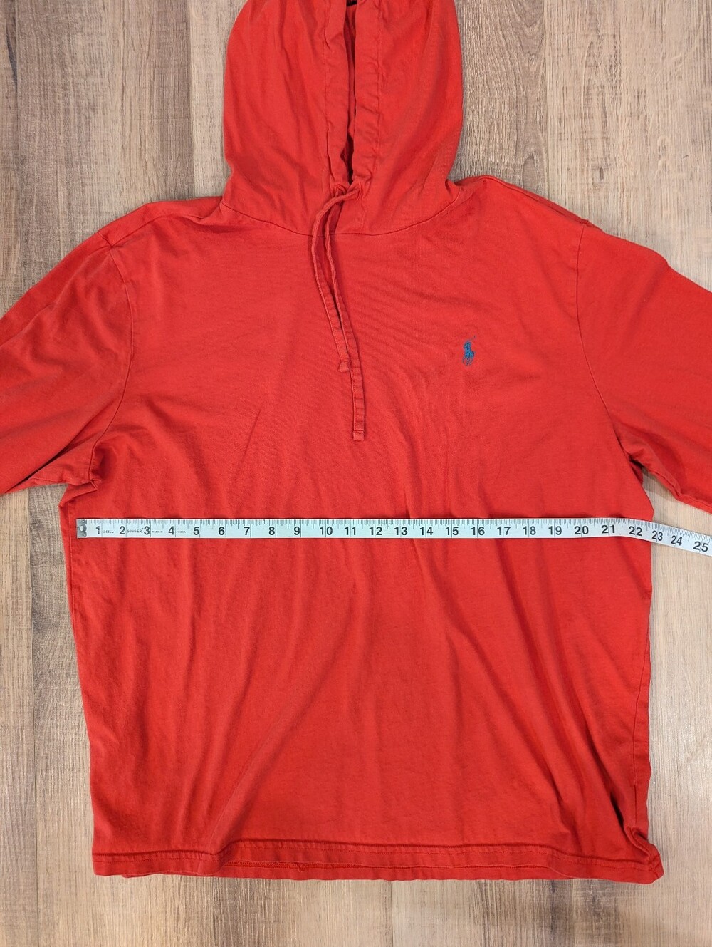 Polo Ralph Lauren Hooded T-Shirt Hoodie Men's XL Red Lightweight Cotton Pony - Picture 4 of 9